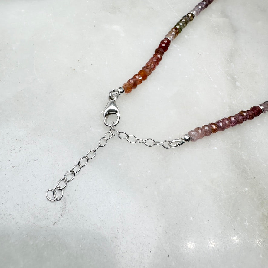 Multicolor Spinel Beaded Necklace | Sterling Silver