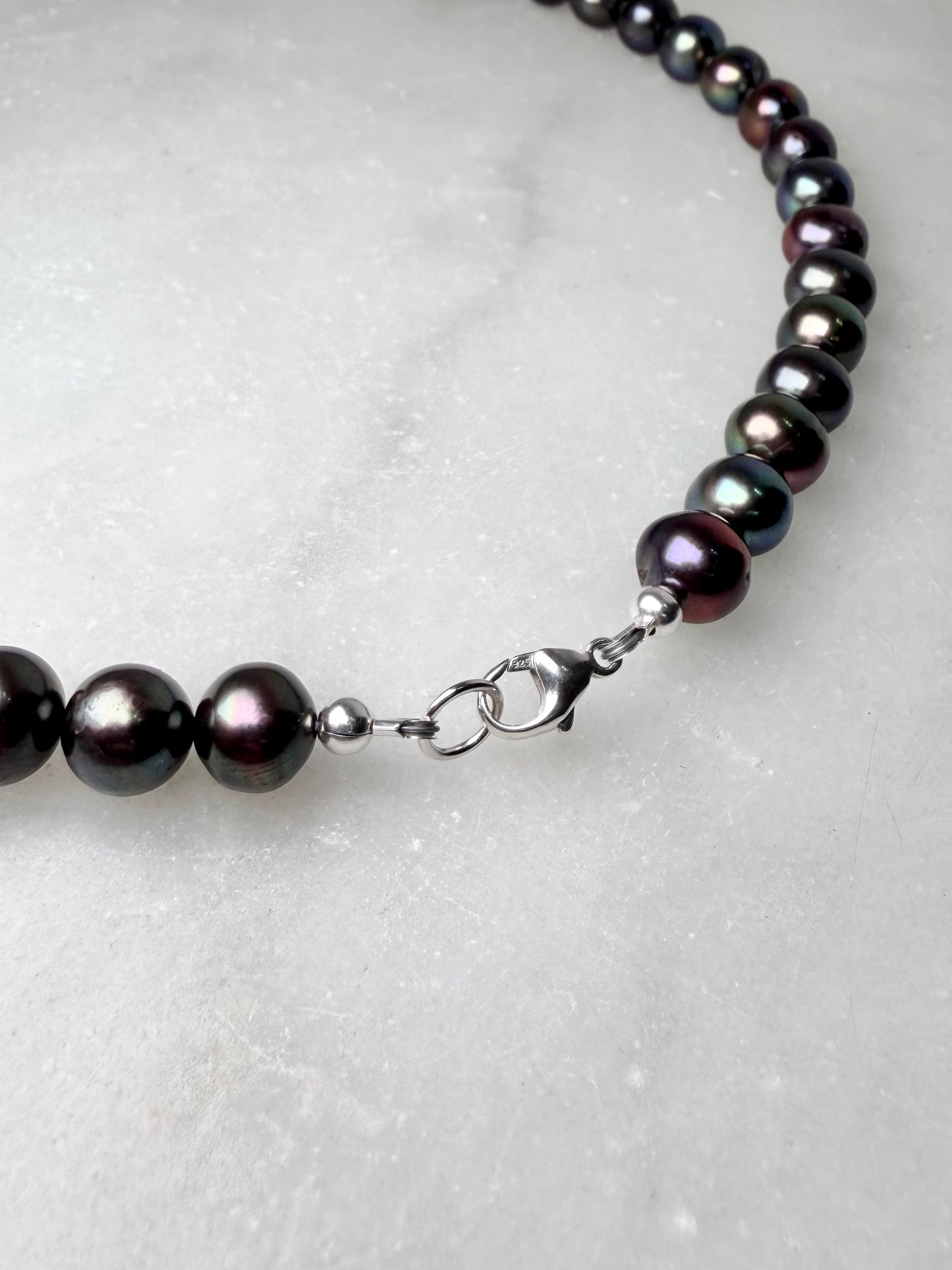 Rainbow Peacock Pearl Necklace | Sterling Silver