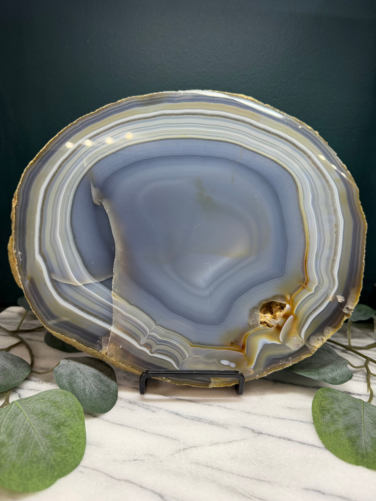 Grey Agate Slice | Cabinet Sized Mineral Specimen from Brazil