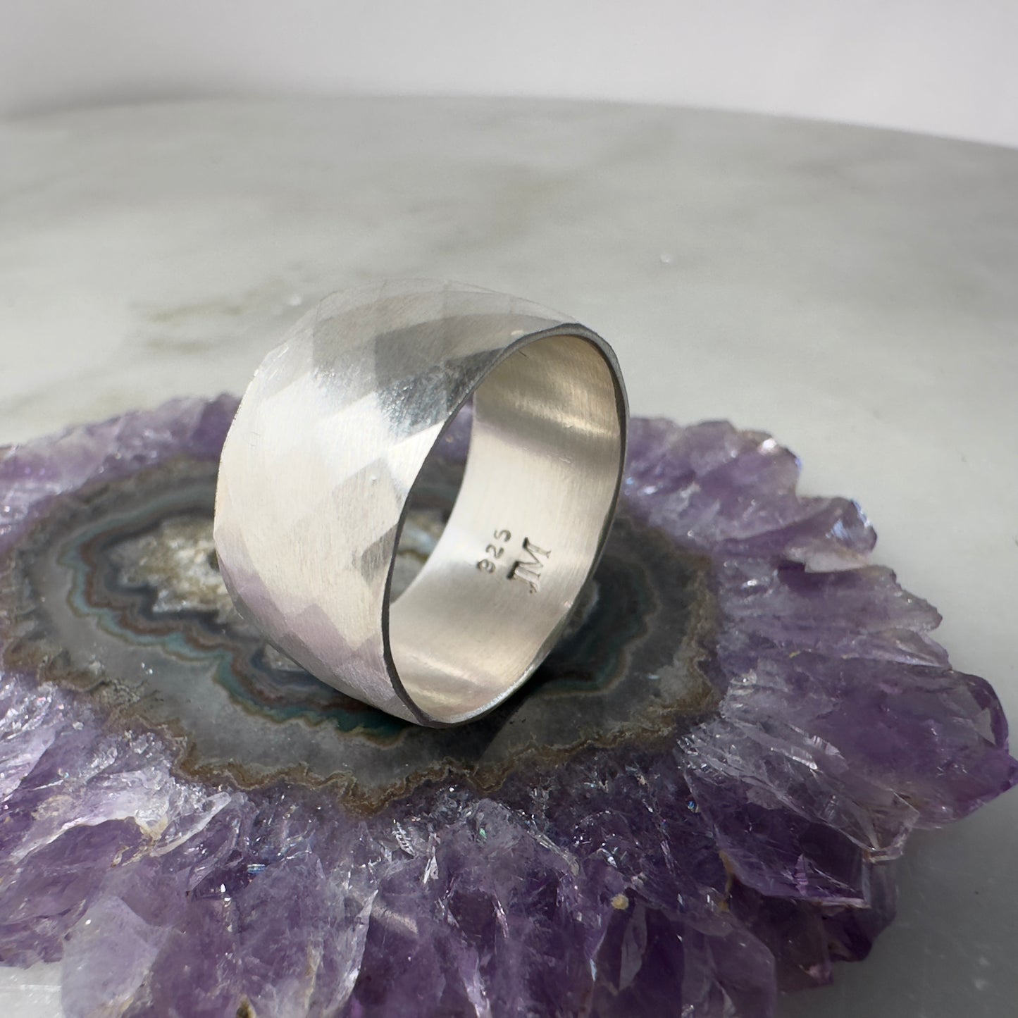 Faceted Cigar Band Ring