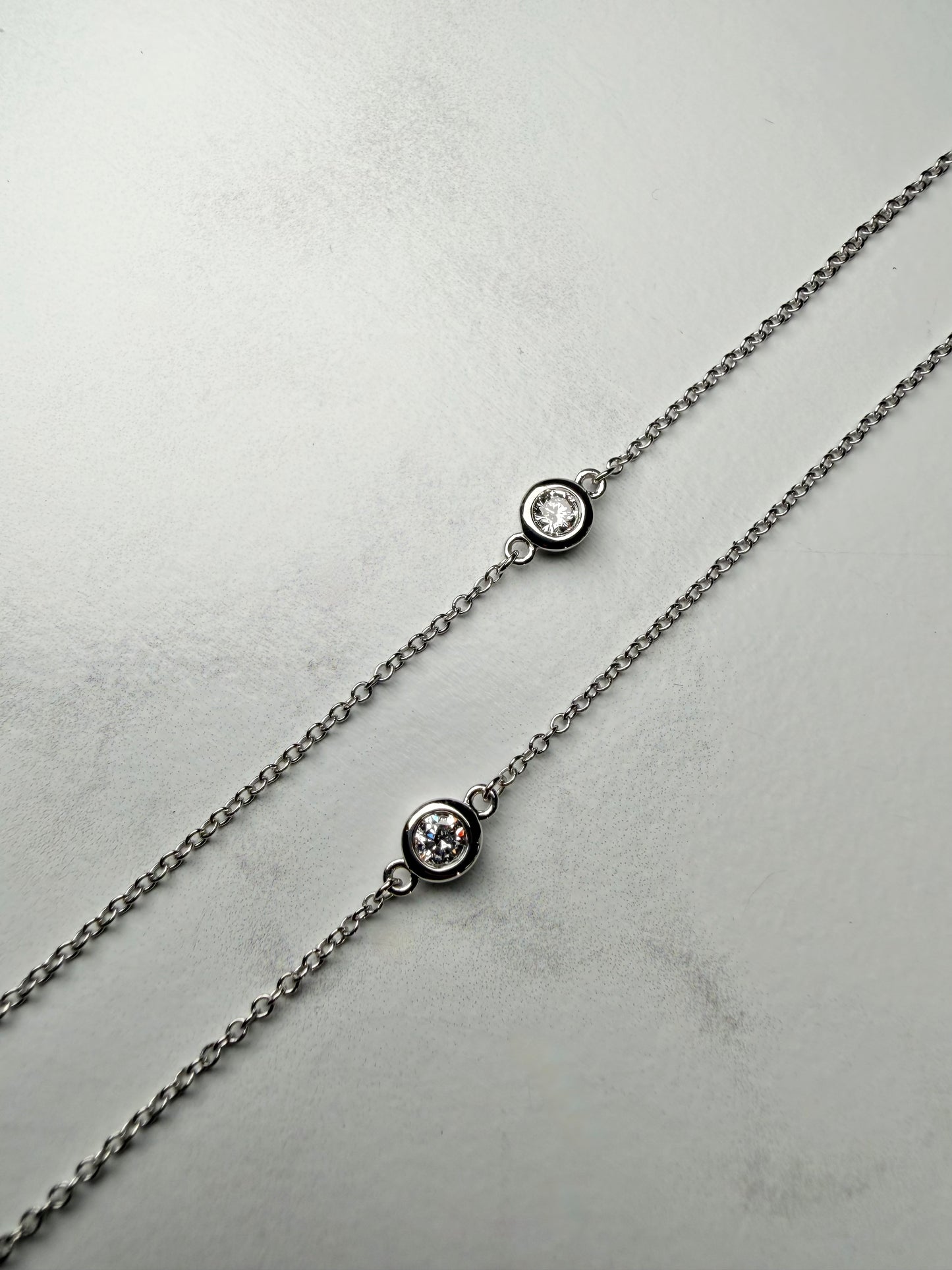 Diamond Station Necklace | 14k White Gold