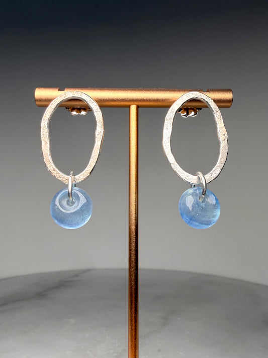 Granite Aquamarine Hoop Earrings | Sterling Silver