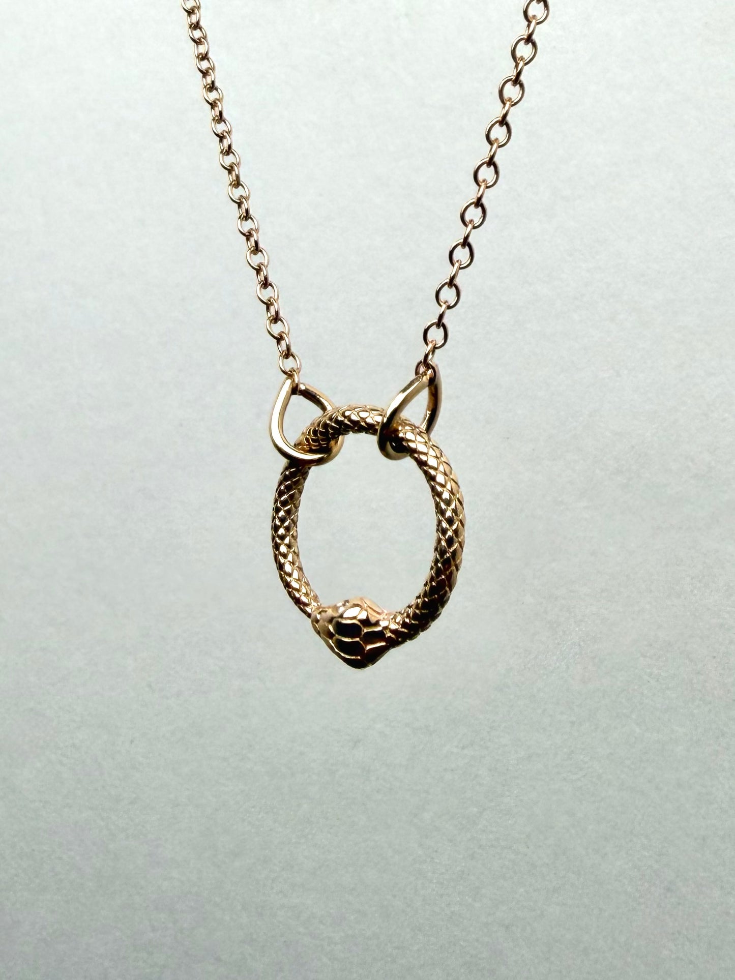 Ouroboros Serpent Necklace | 14k Yellow Gold