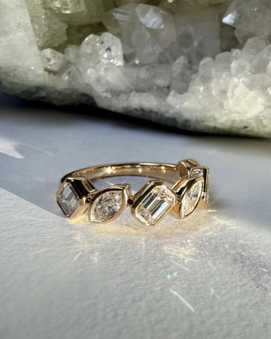 Radiant & Marquise Diamond Ring | 14k Yellow Gold