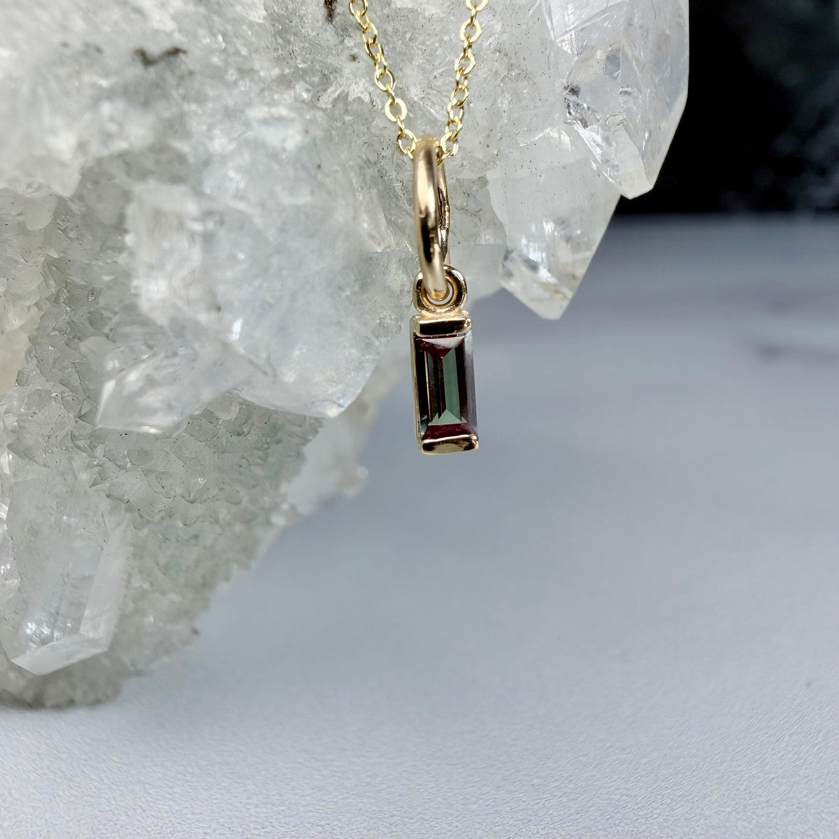 Mini Alexandrite Charm Pendant | 14k Yellow Gold