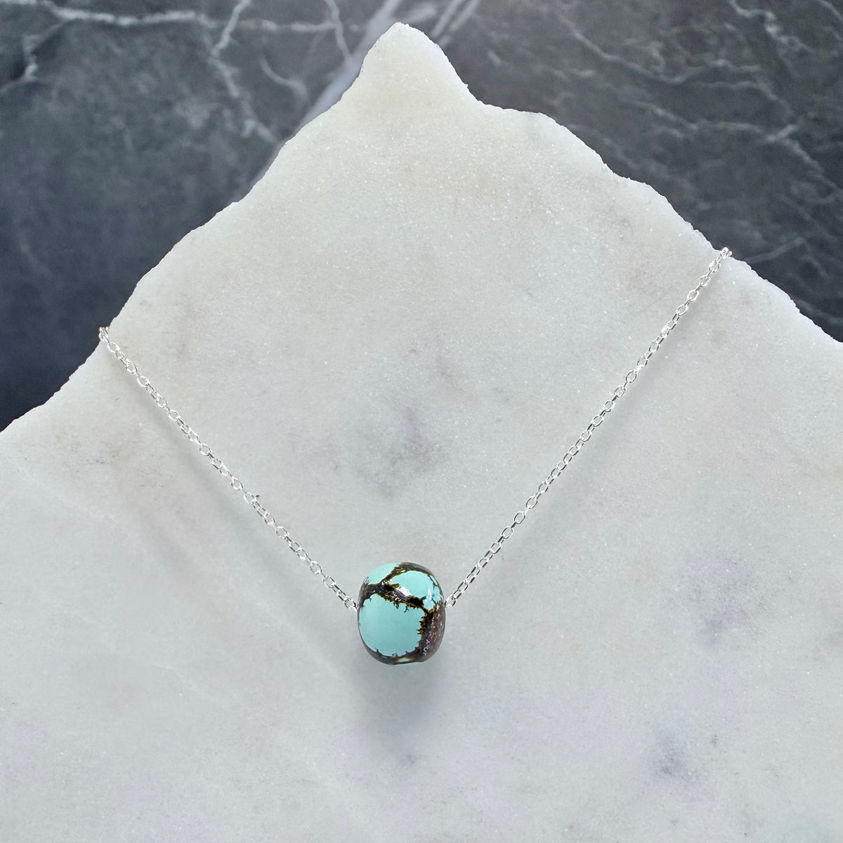 Tibetan Turquoise Floating Necklace | Sterling Silver