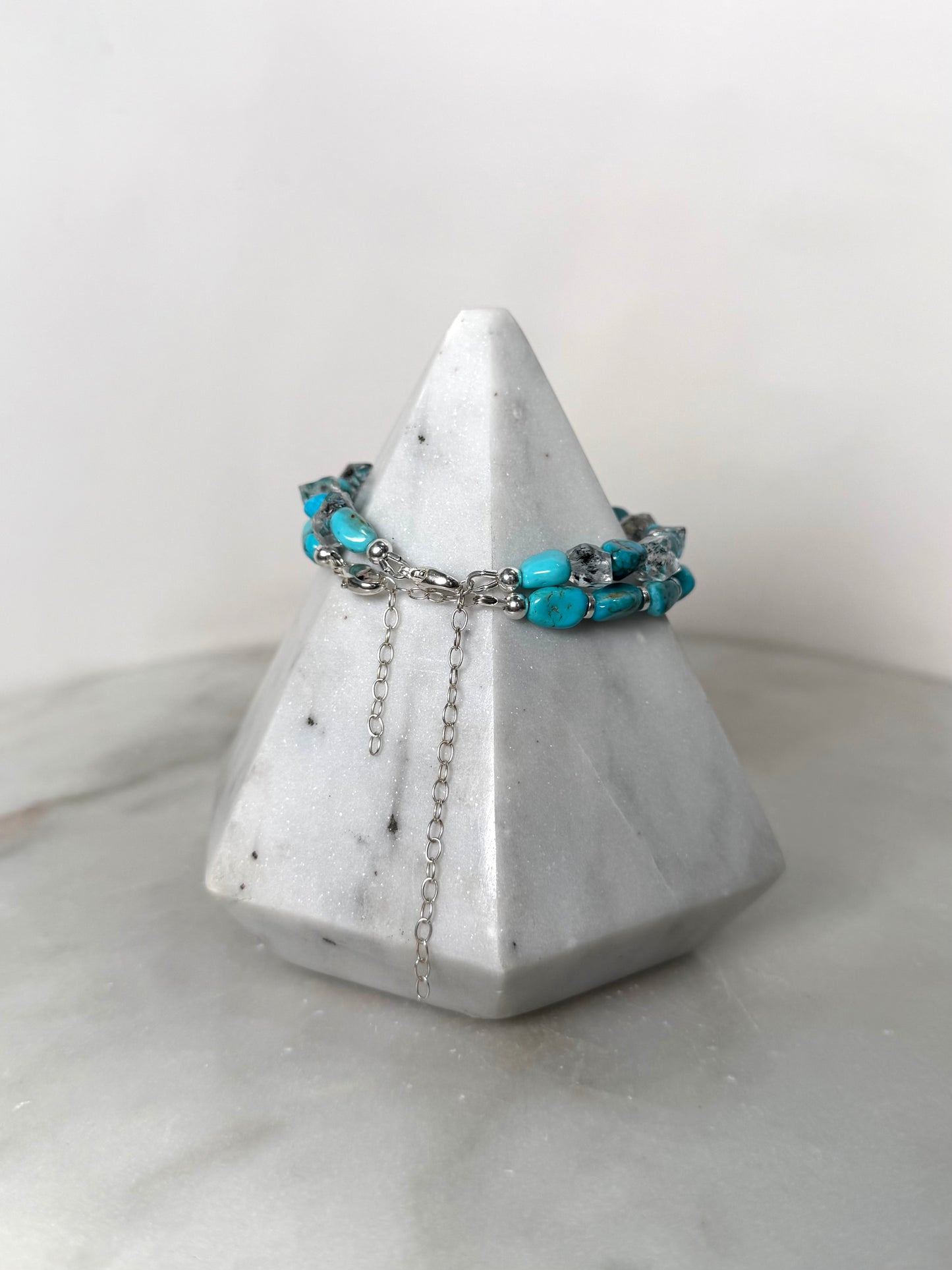 Turquoise & Silver Beaded Bracelet | Sterling Silver