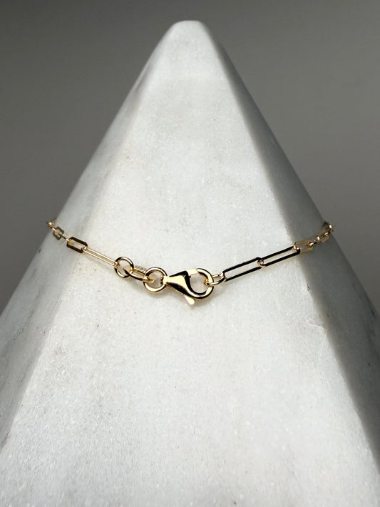 Paperclip Chain Bracelet | 1.7mm Wide | 14k Yellow Gold