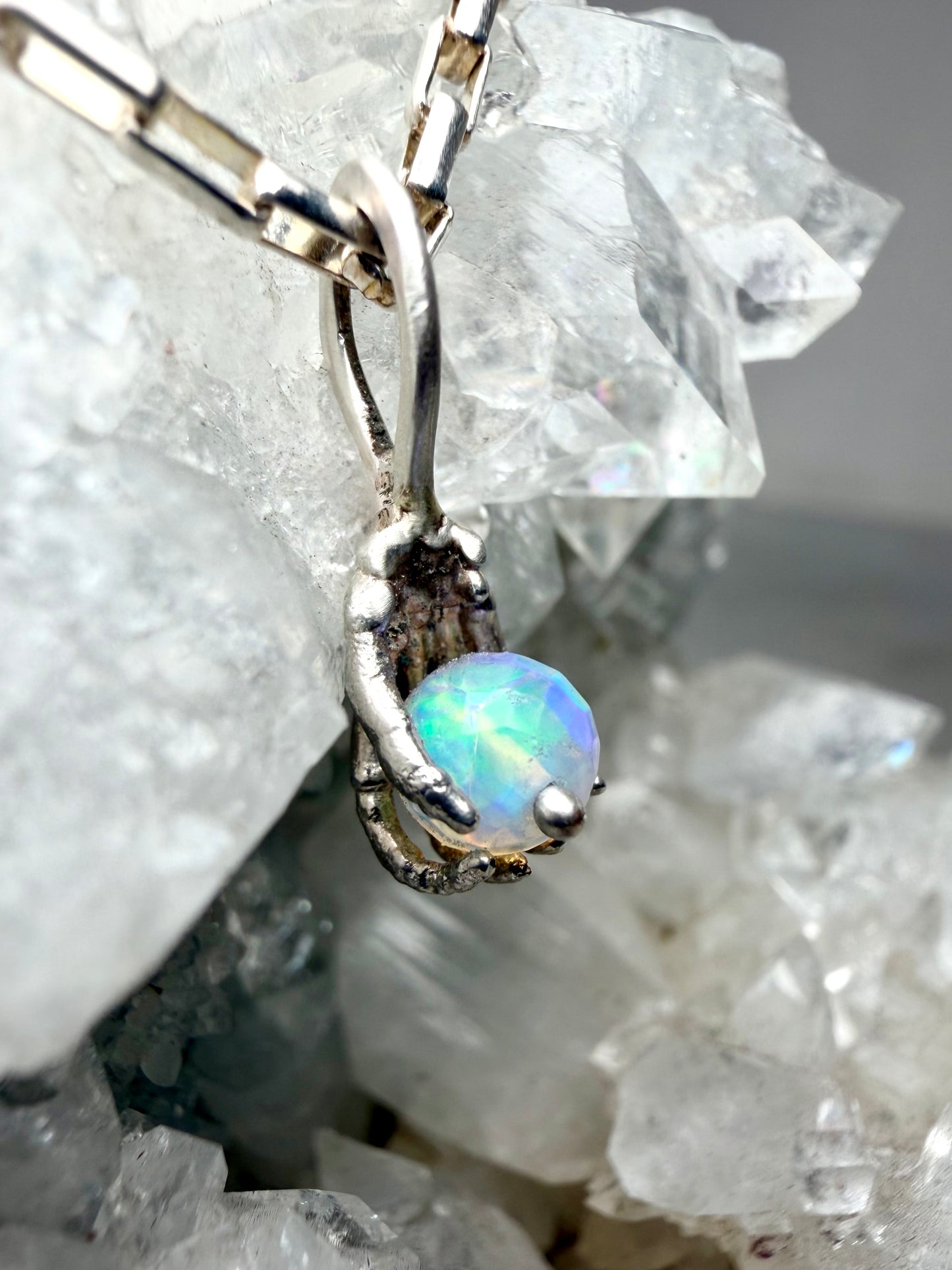 Opal Skeleton Hand Charm | Sterling Silver