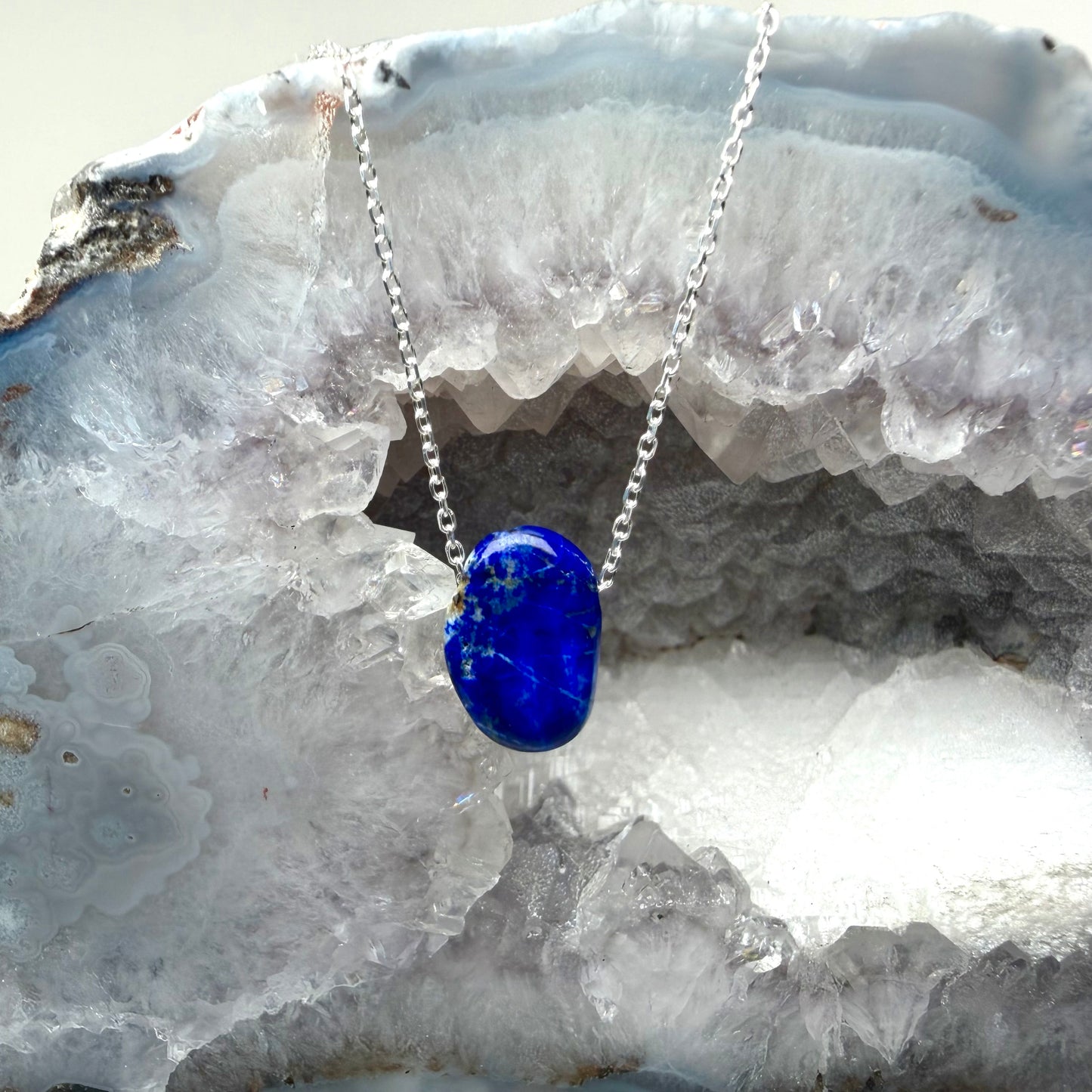 Lapis Lazuli Floating Necklace | Sterling Silver