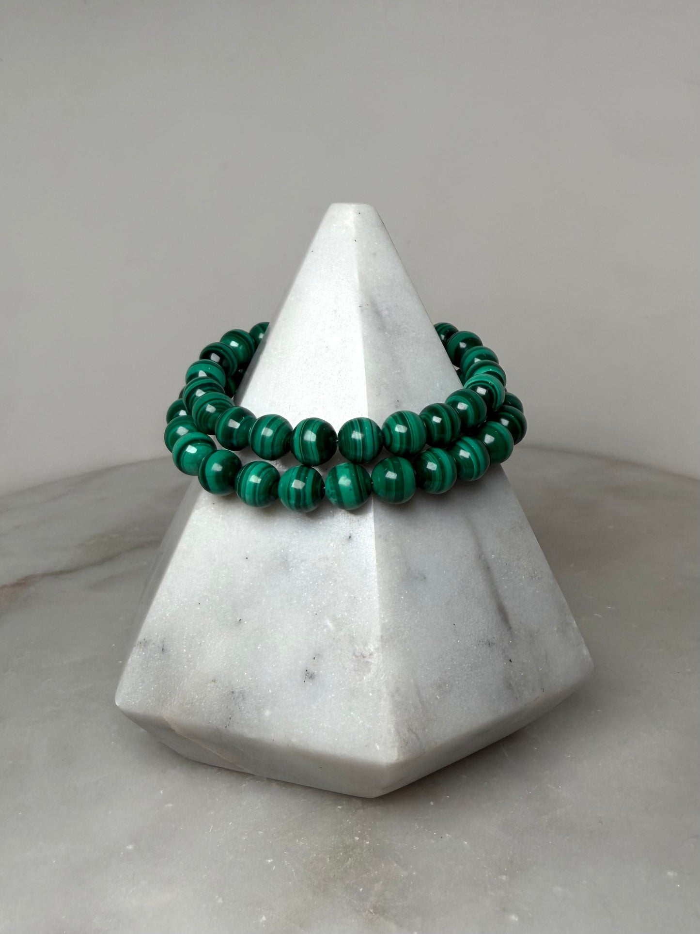 Malachite Beaded Bracelet | Sterling Silver