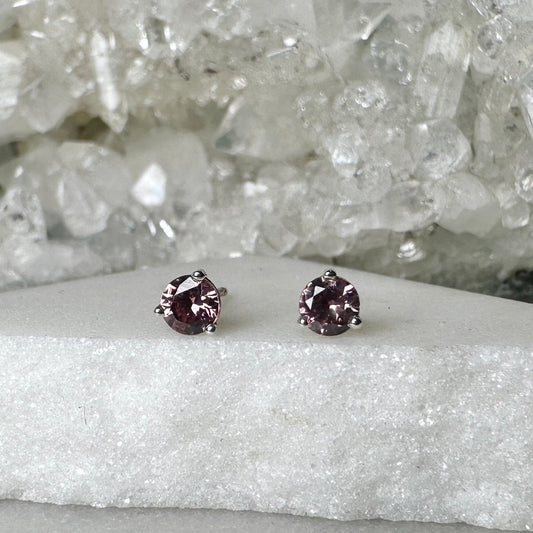 Rose Zircon Stud Earrings | Sterling Silver