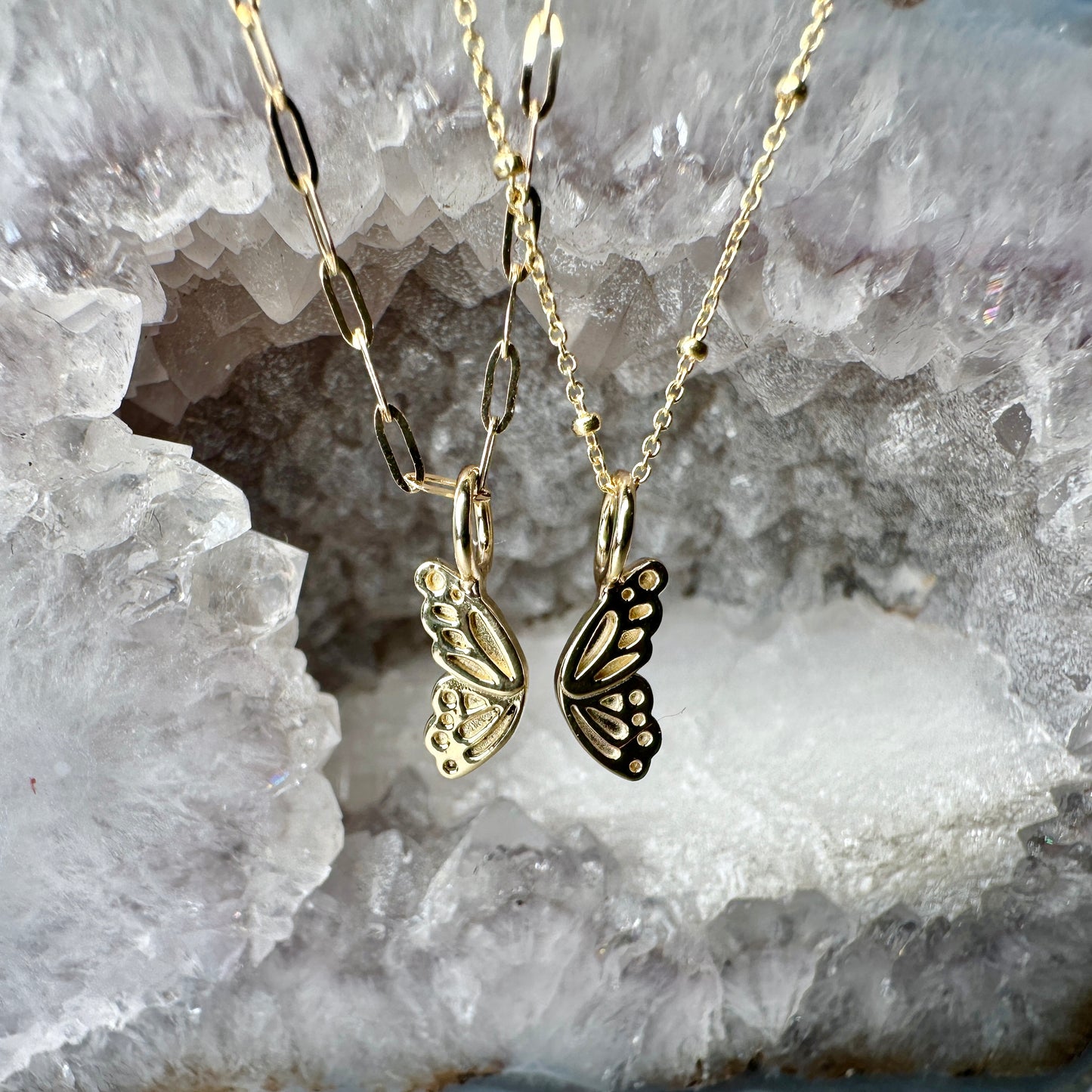 Monarch Butterfly Wing Pendant | 14k Yellow Gold