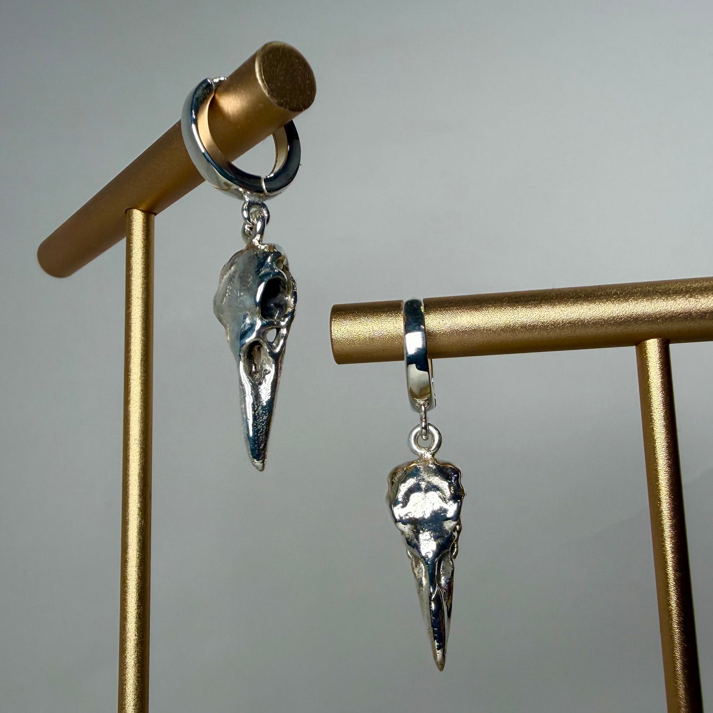 Raven Skull Earrings | Sterling Silver