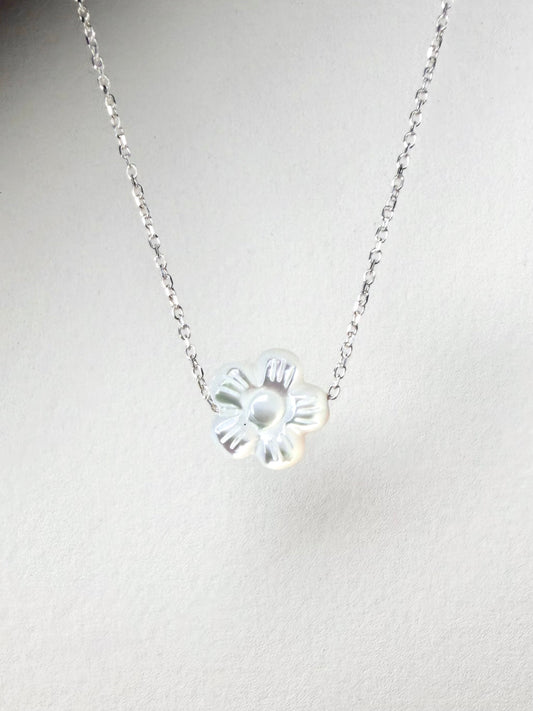 Mother Of Pearl Cherry Blossom Floating Necklace | Sterling Silver