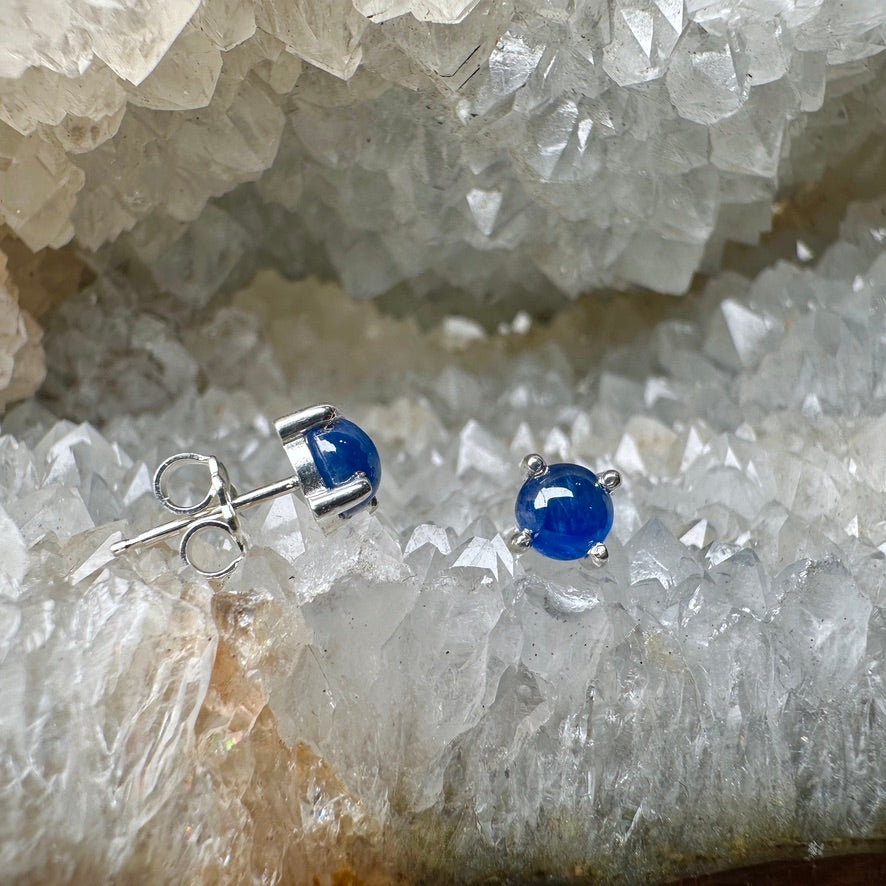 Blue Sapphire Stud Earrings | Sterling Silver