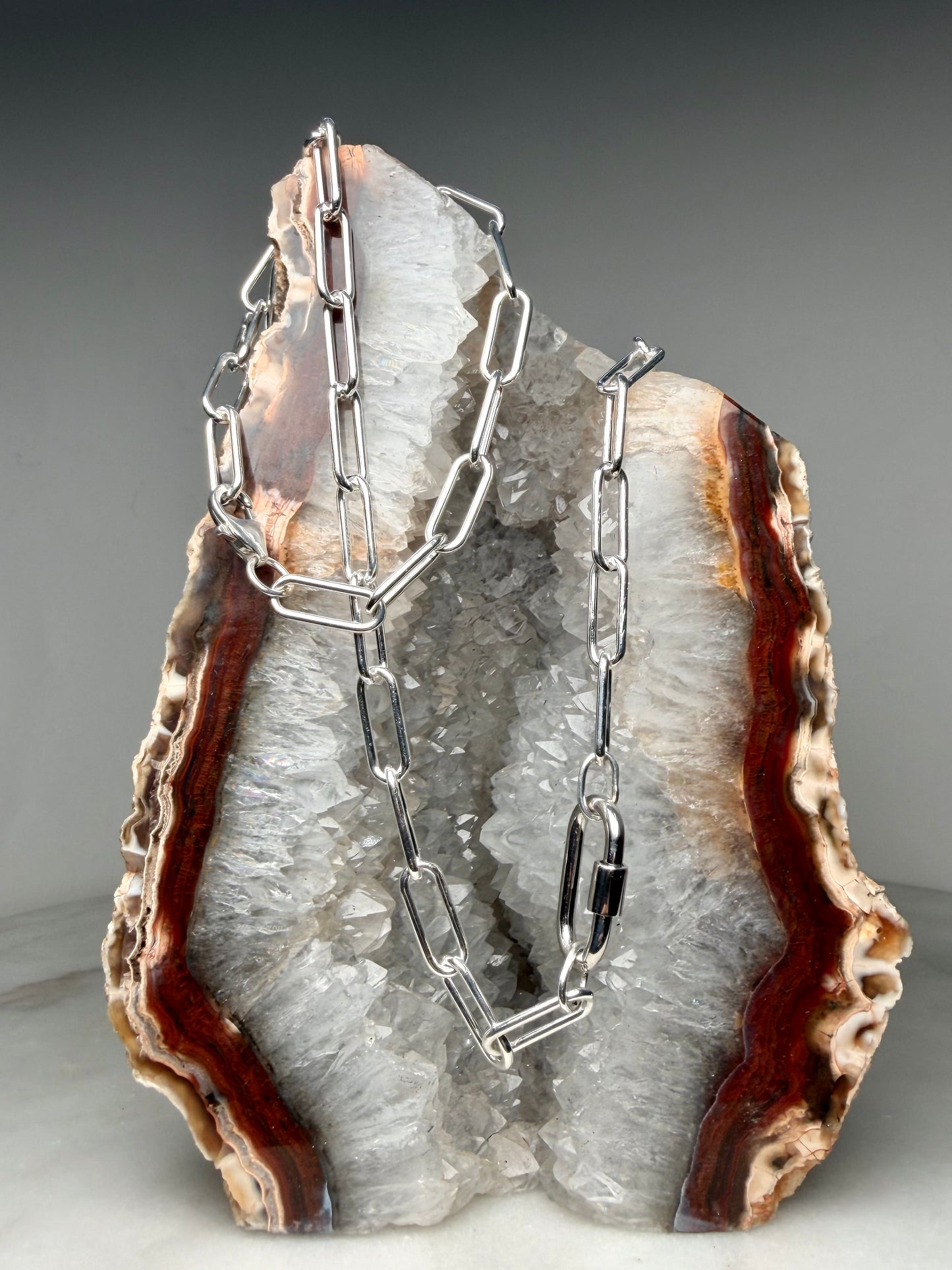 Carabiner Paperclip Chain Necklace | Sterling Silver