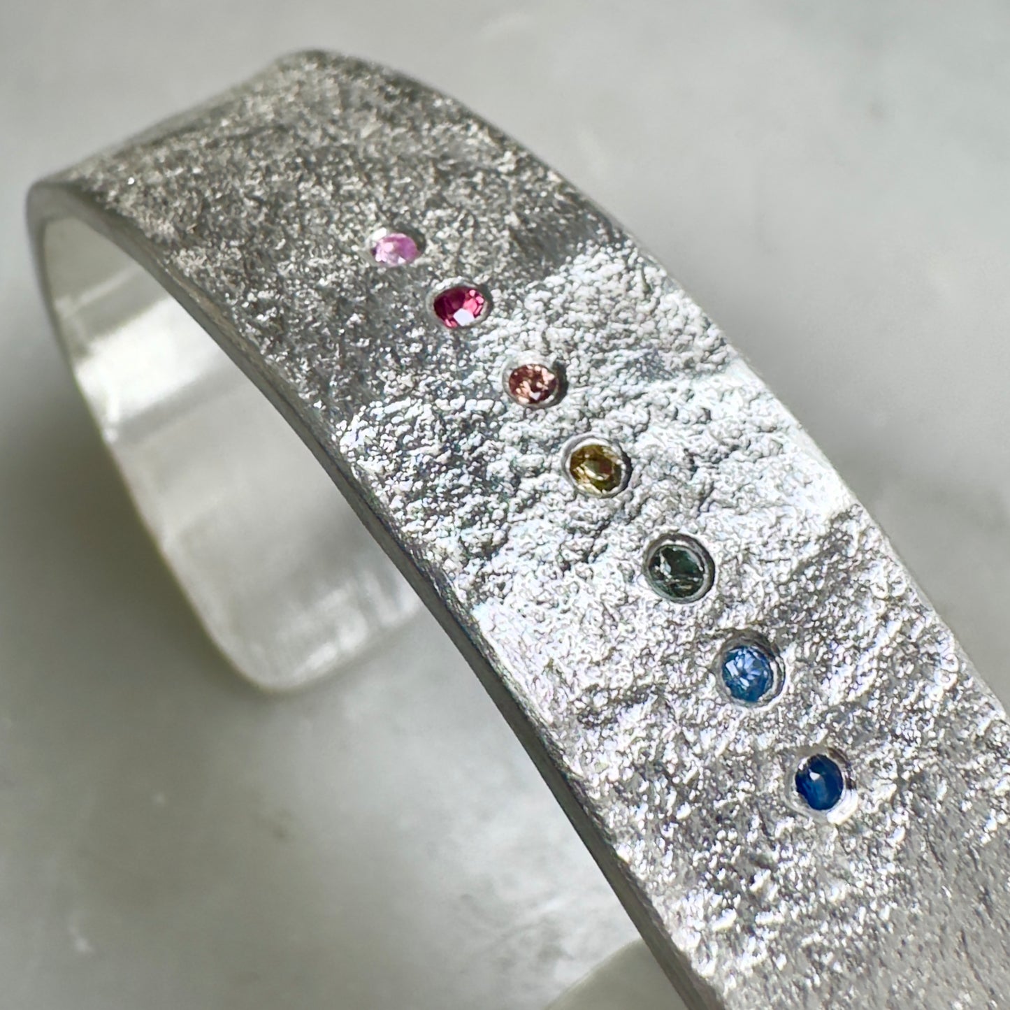 Rainbow Sapphire Granite Cuff Bracelet