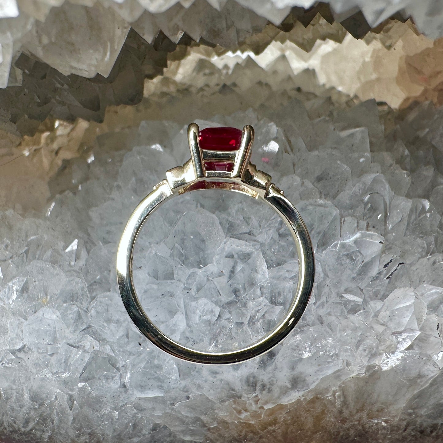 Antique-Inspired Ruby & Diamond Ring | 14k Yellow Gold