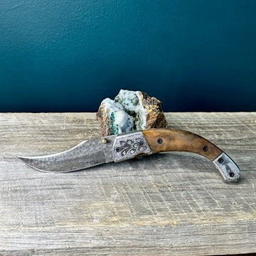 Curved Blade Damascus Steel Pocket Knife