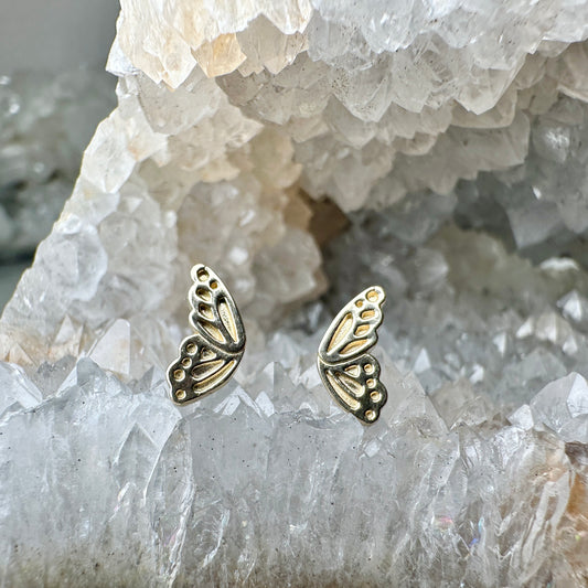 Monarch Wing Stud Earrings | 14k Yellow Gold