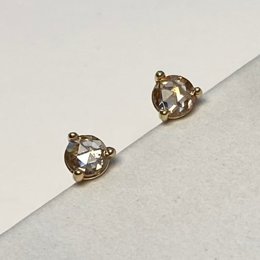 Champagne Diamond Rose Cut Stud Earrings