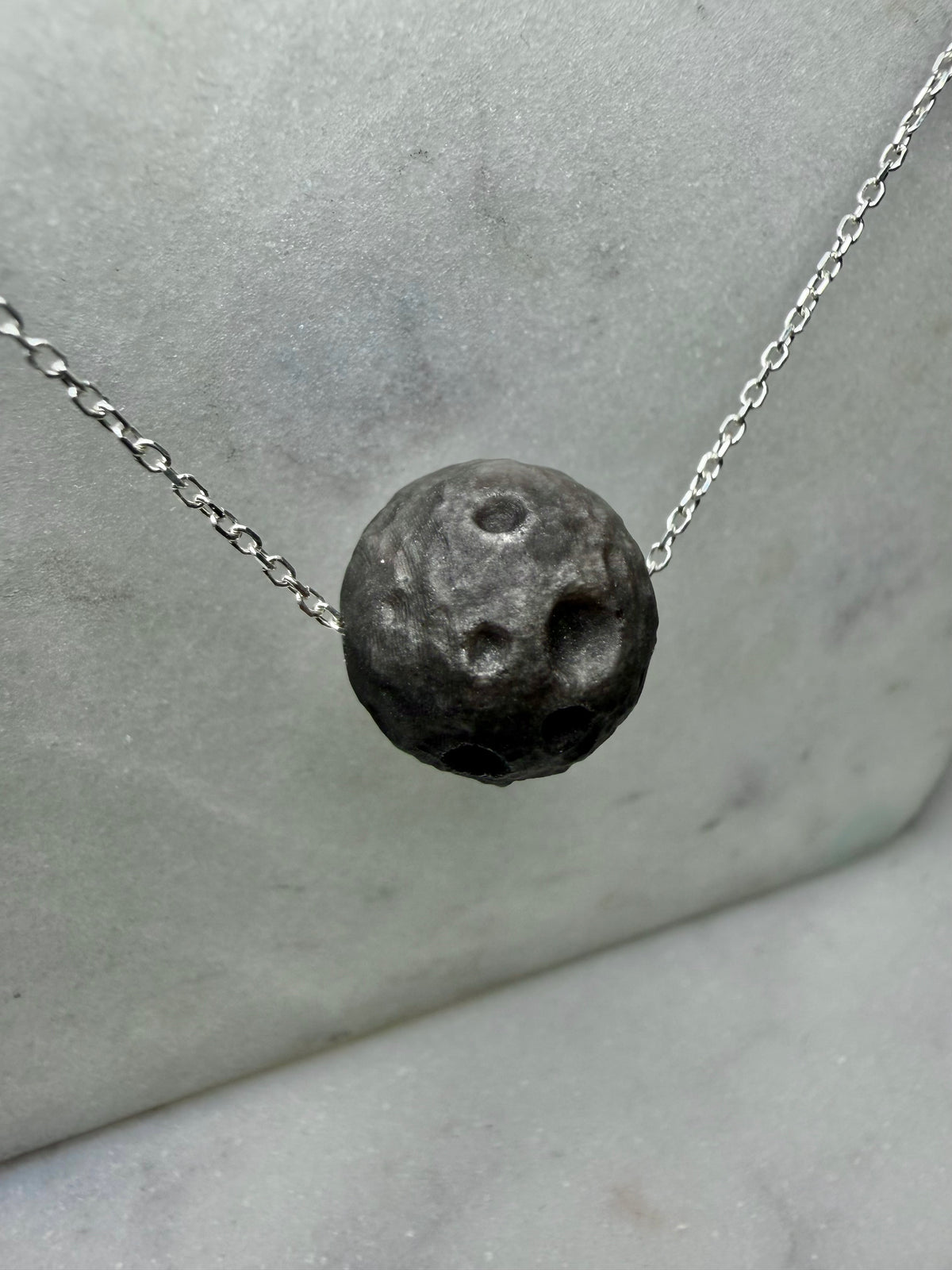 Luna Obsidian Floater Pendant | Sterling Silver