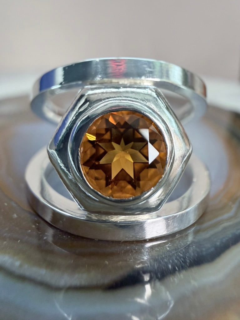 Madiera Fire Citrine Split Band Ring | Sterling Silver