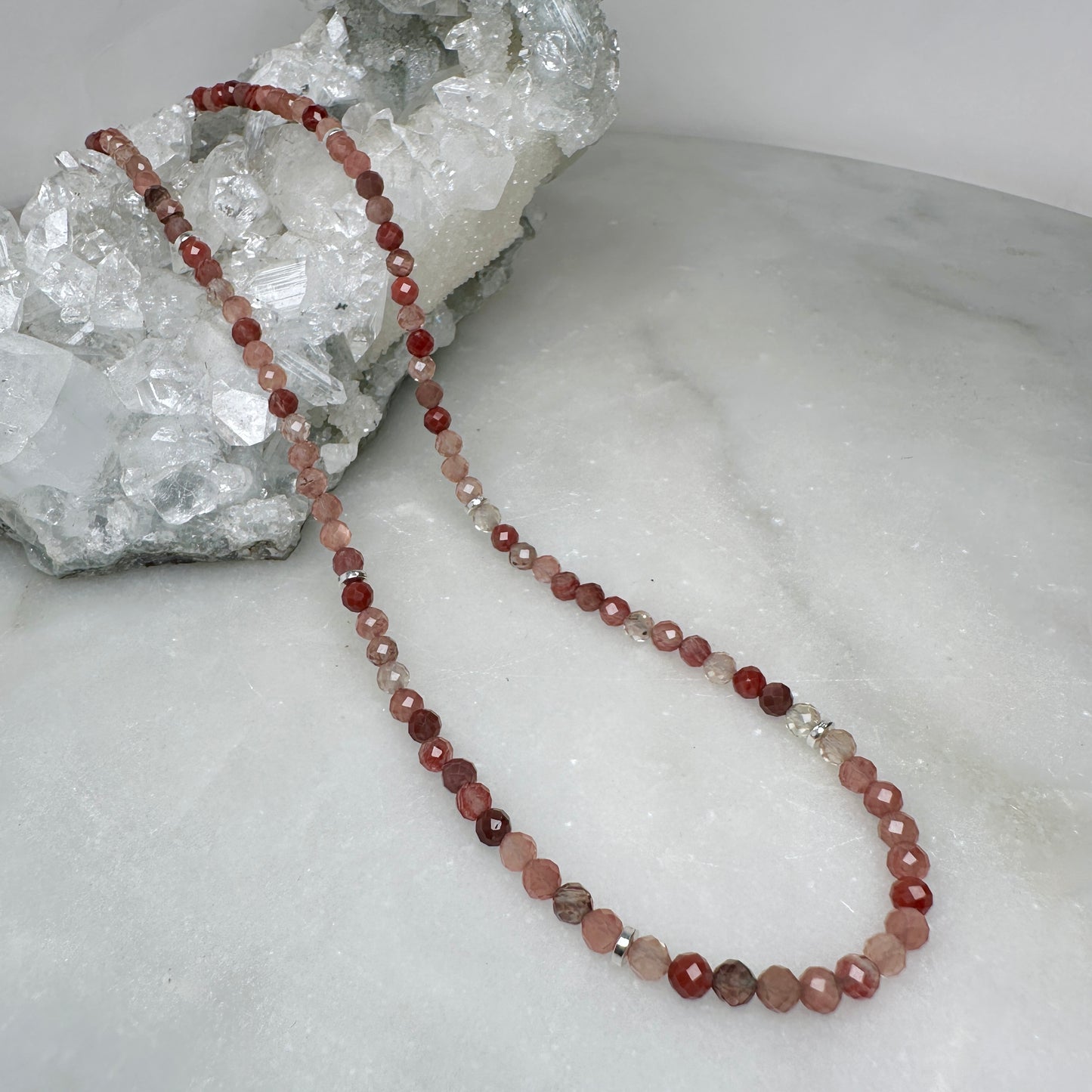 Faceted Andesine Beaded Necklace | Sterling Silver