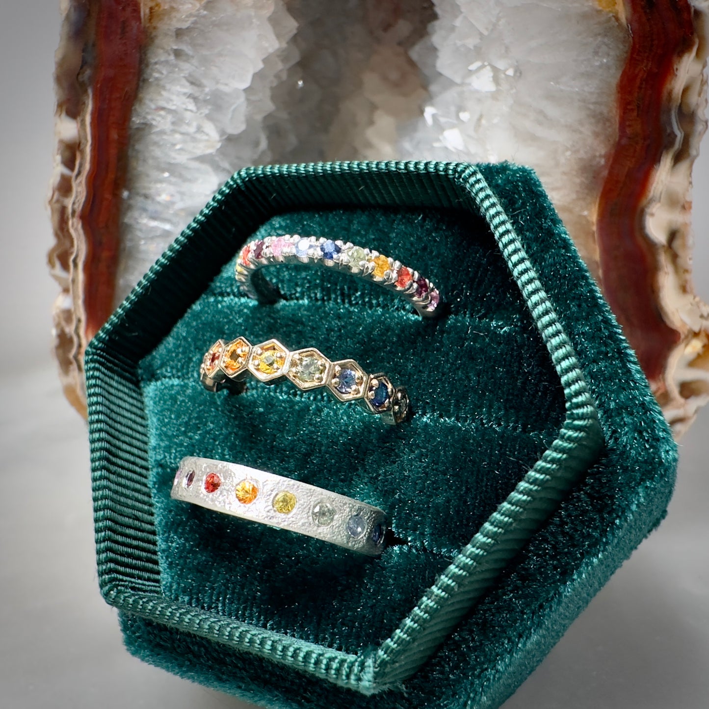 Granite Band with Rainbow Sapphires