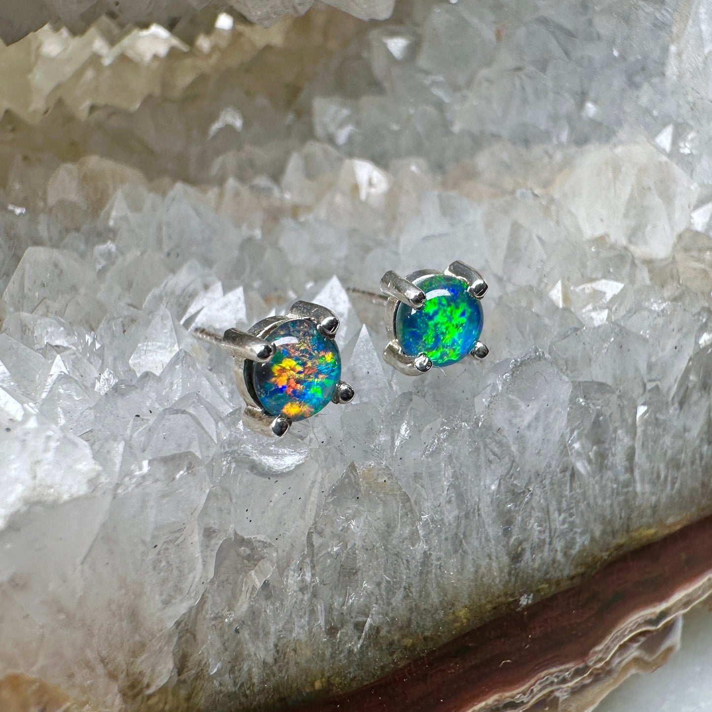 Australian Opal Stud Earrings | Sterling Silver