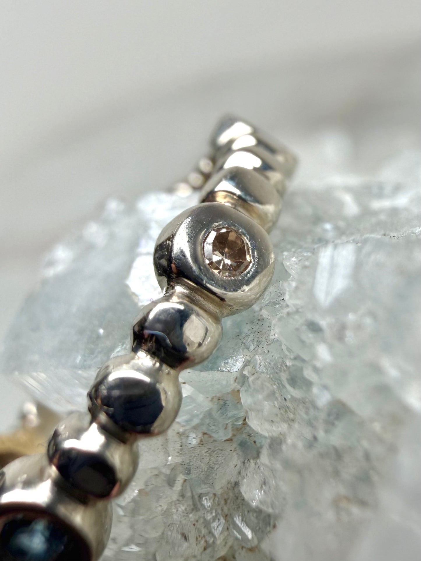 Indigo Blue Diamond Pebble Ring | 14k Yellow Gold & 14k White Gold