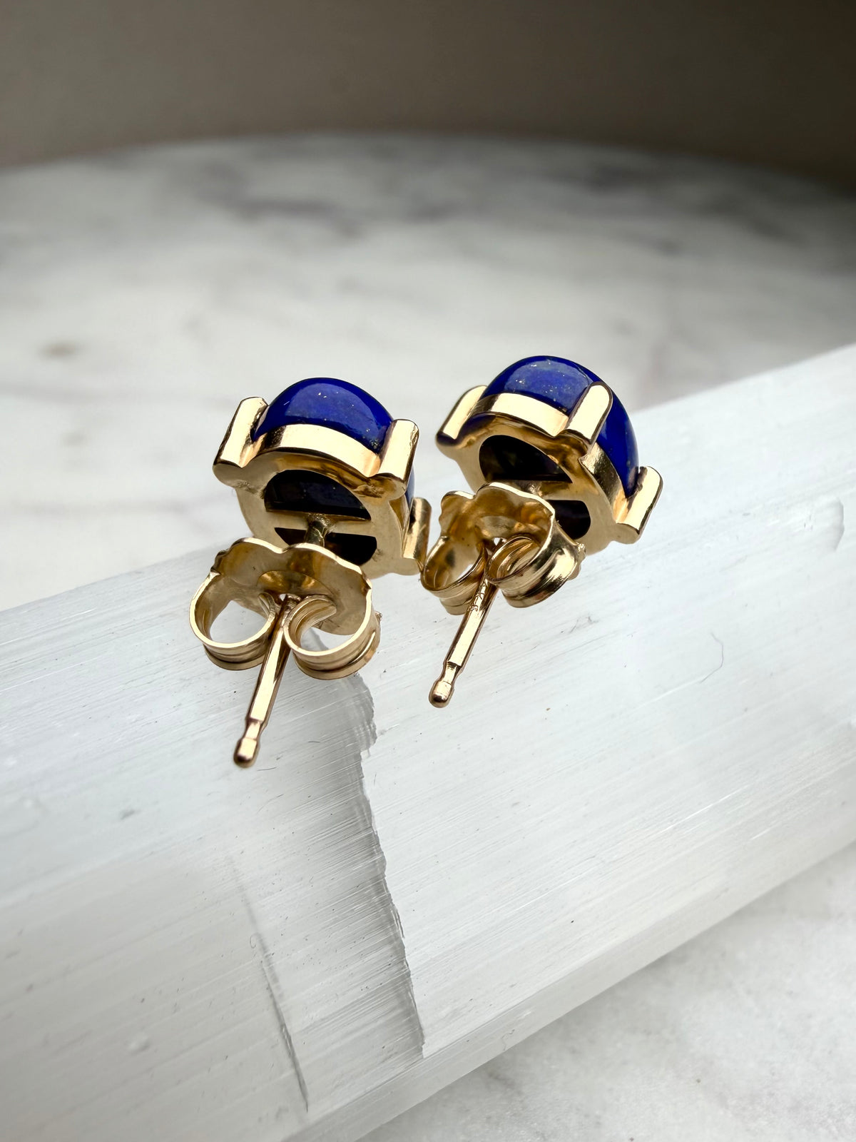 Lapis Lazuli Stud Earrings | 14k Yellow Gold