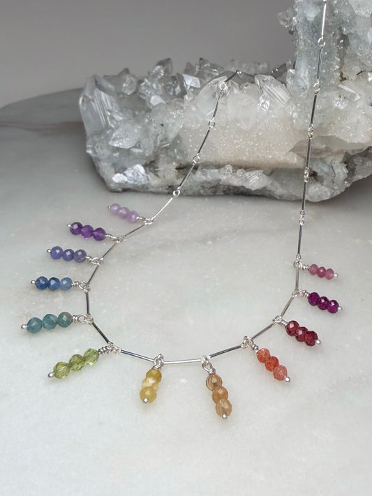 Rainbow Droplet Necklace | Sterling Silver