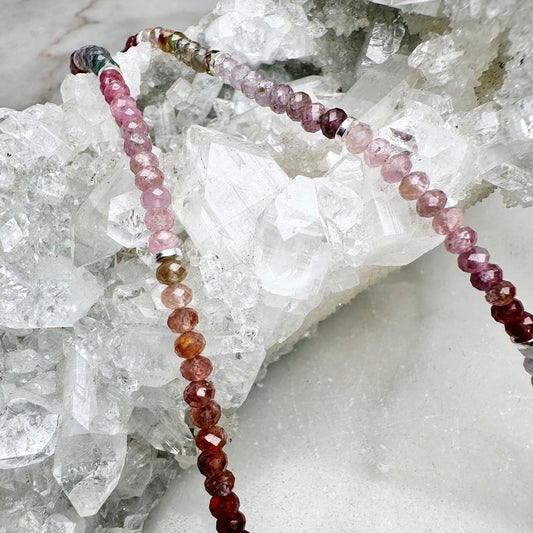 Multicolor Spinel Beaded Necklace | Sterling Silver