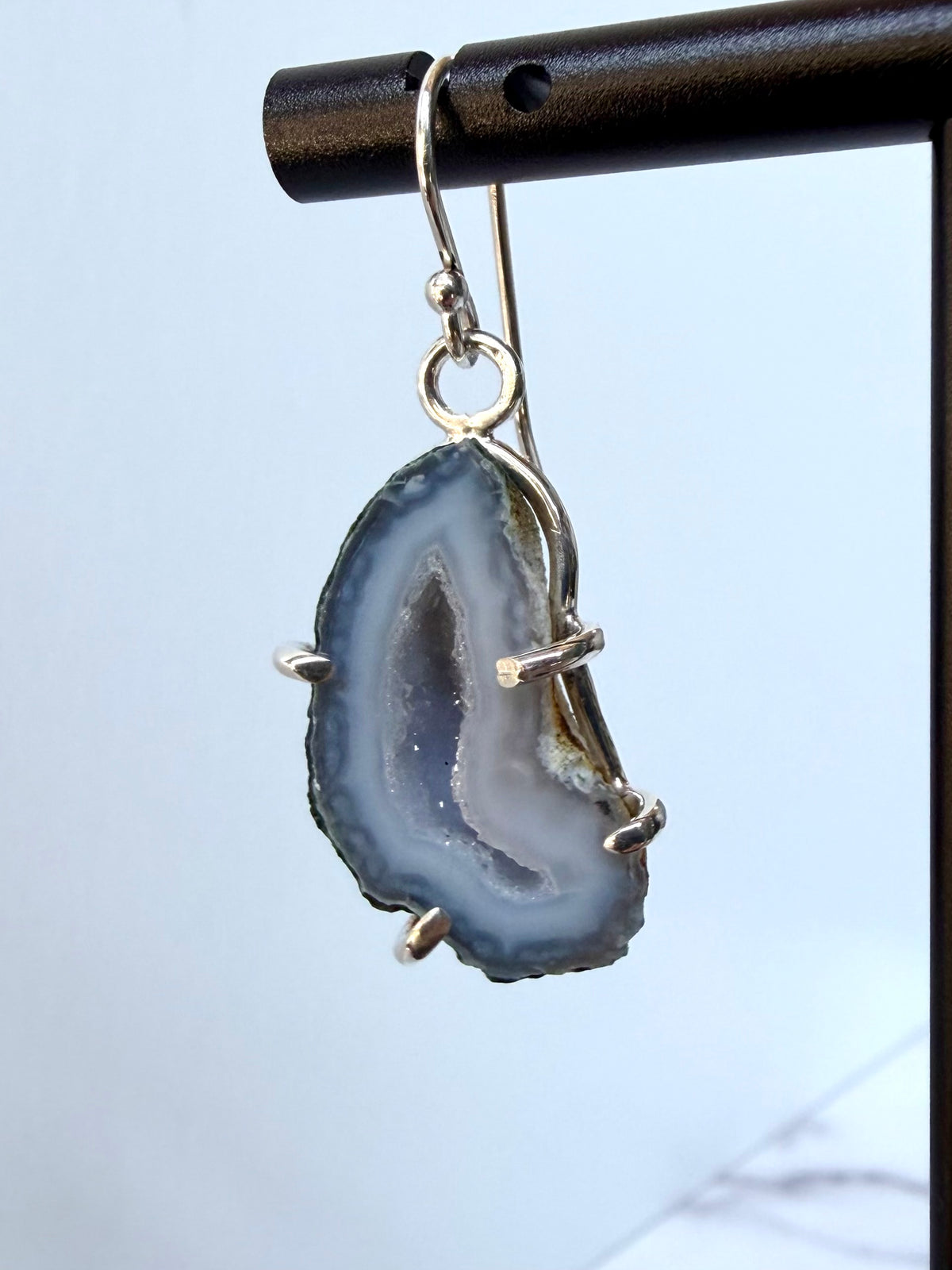 Pastel Blue Geode Earrings | Sterling Silver