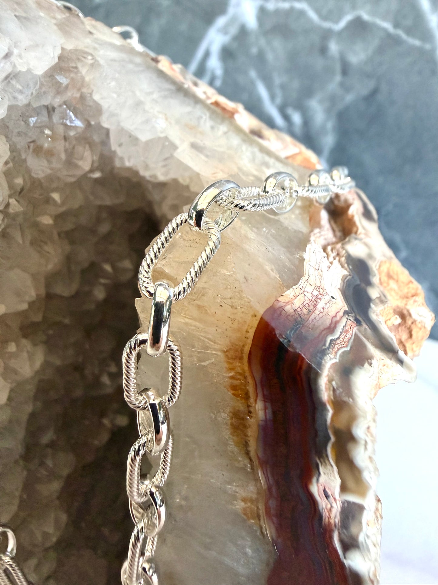 Twisted Link Long & Short Chain | 6mm Wide | Sterling Silver
