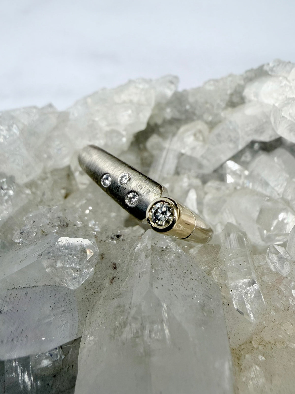 Asymmetrical Diamond Ring | Two Tone 14k Gold | LUX FORGE Legacy Collection