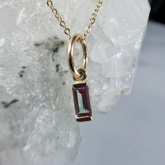 Mini Alexandrite Charm Pendant | 14k Yellow Gold