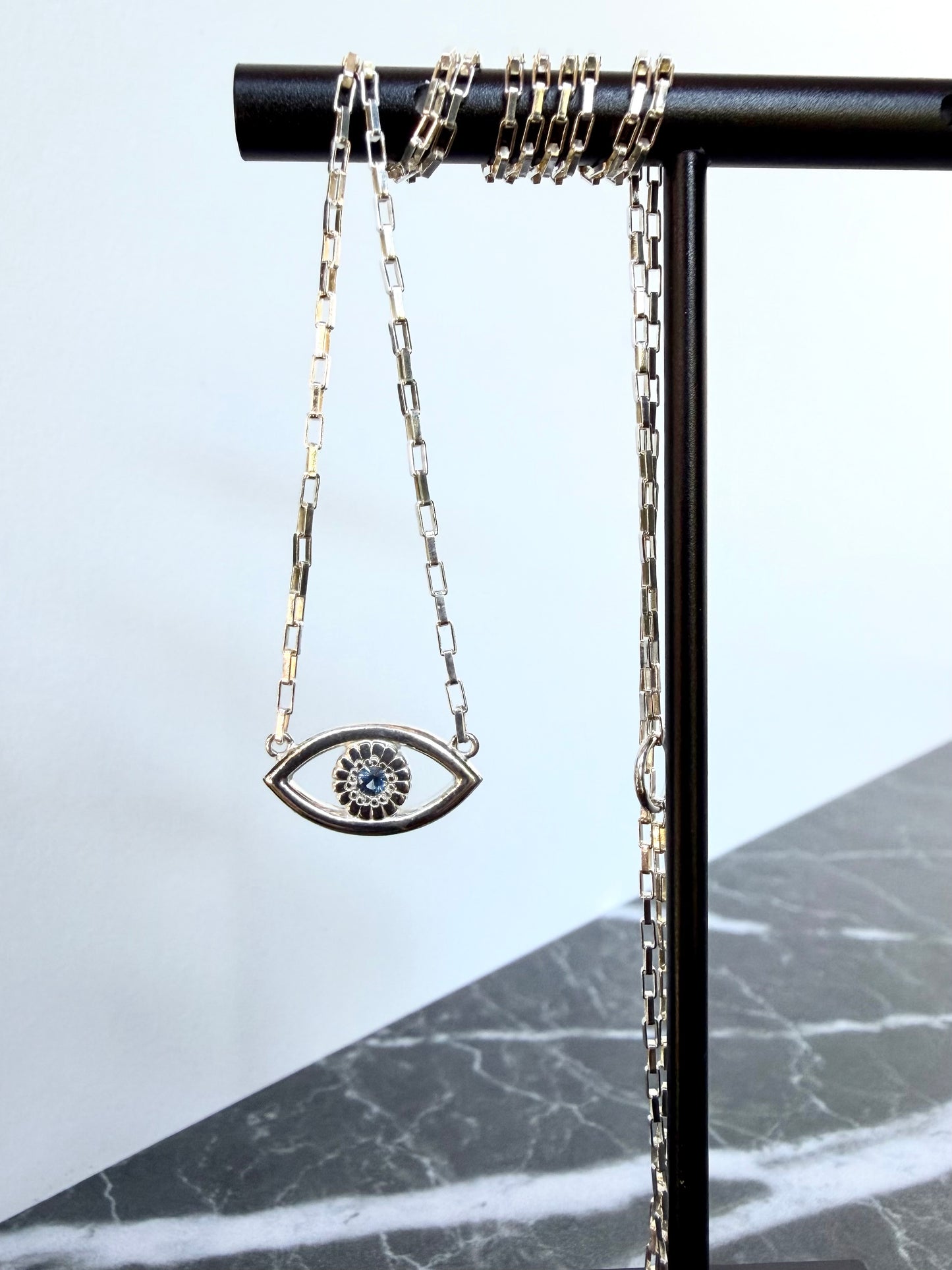 Evil Eye Gemstone Necklace | Sterling Silver