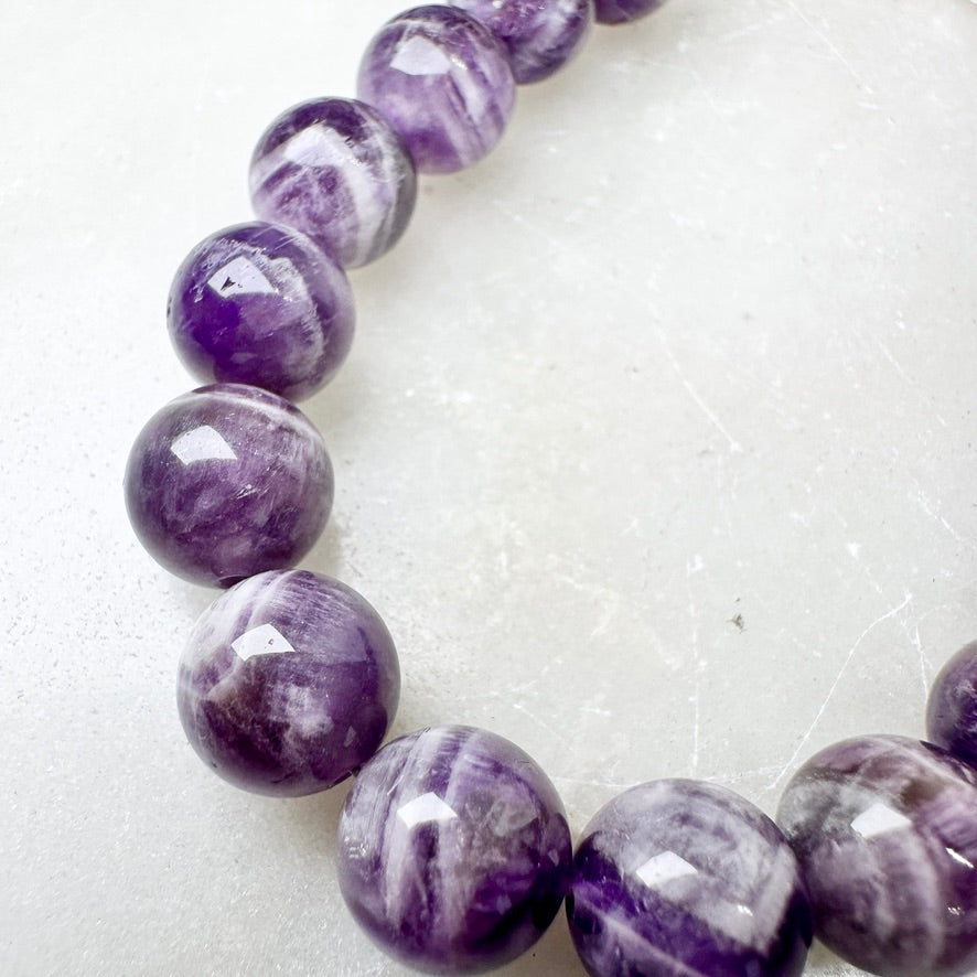 Chevron Amethyst Beaded Bracelet | Sterling Silver