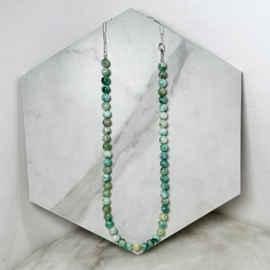Sky Mountain Jade Beaded Necklace | Sterling Silver