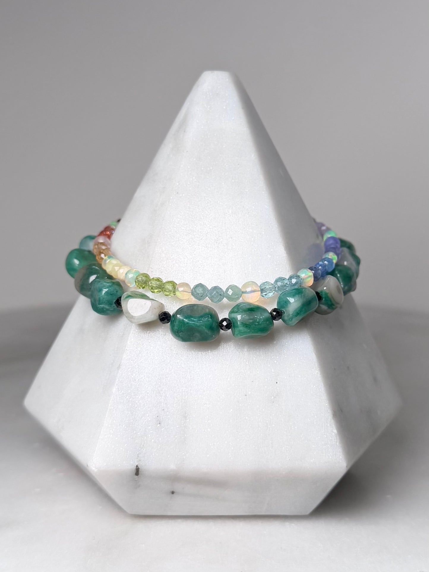 Jade Pebble & Black Spinel Bracelet | Sterling Silver