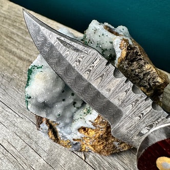 Damascus Steel and Camel Bone Utility Knife