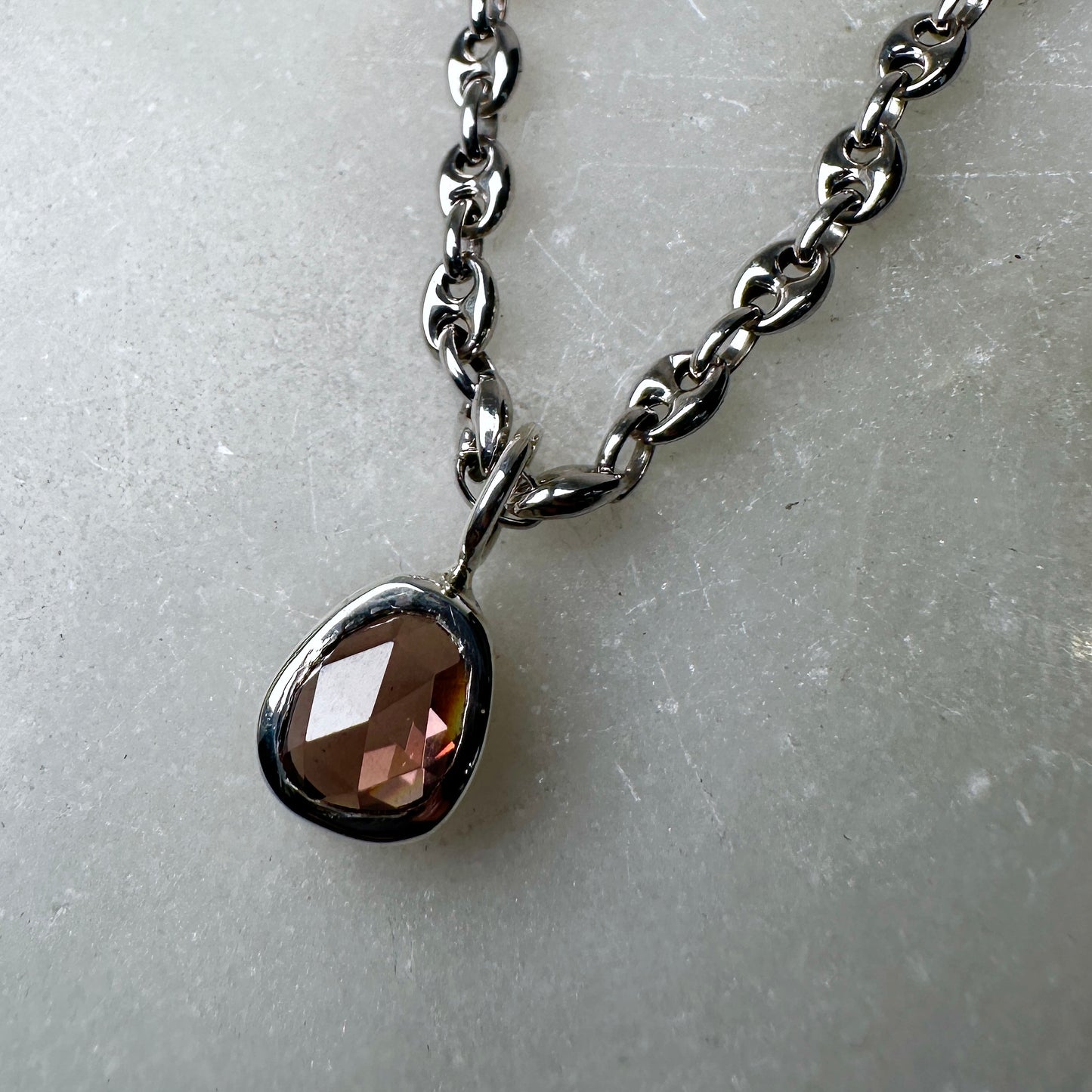 Rose Zircon Charm Pendant | Sterling Silver
