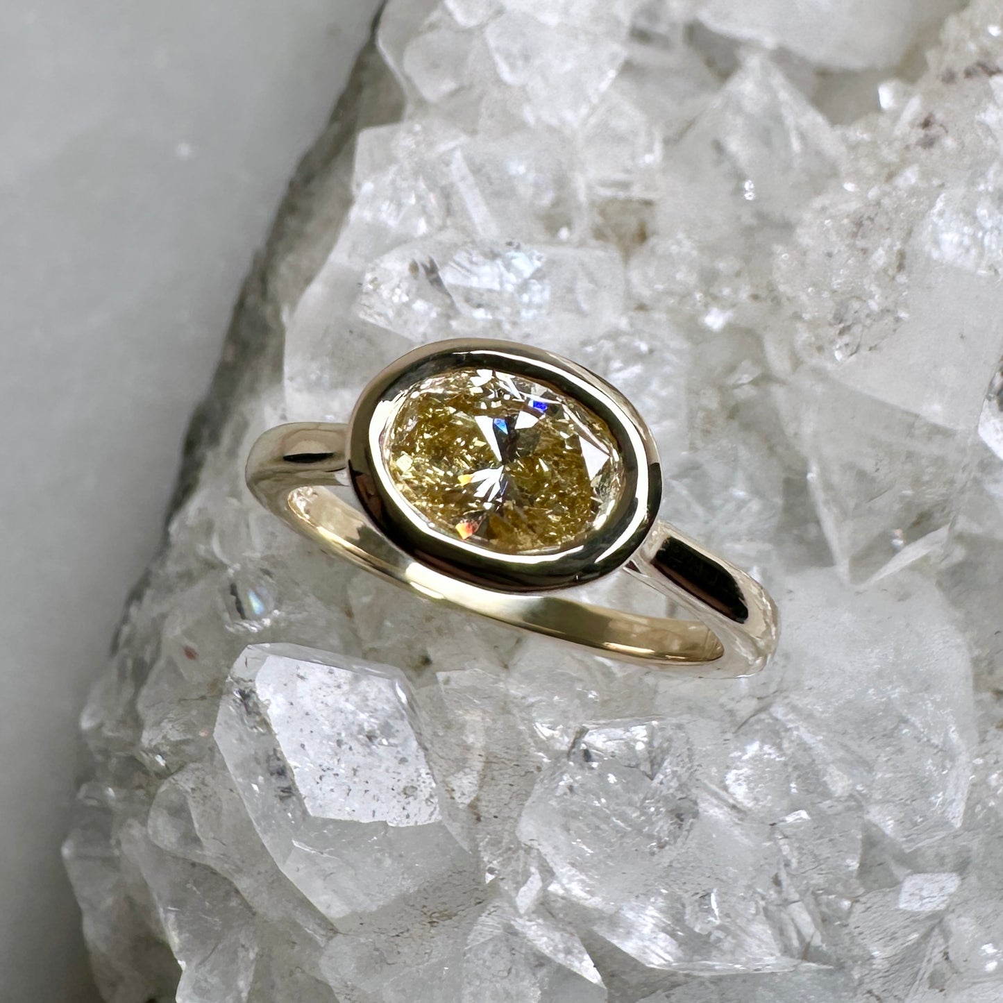 Yellow Diamond Hidden Halo Ring | 14k Yellow Gold