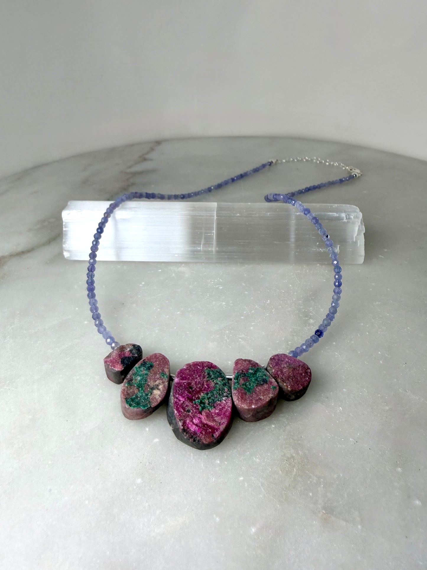 Cobalto Calcite & Tanzanite Statement Necklace | Sterling Silver