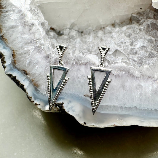 Geometric Arrow Dangle Earrings | Sterling Silver