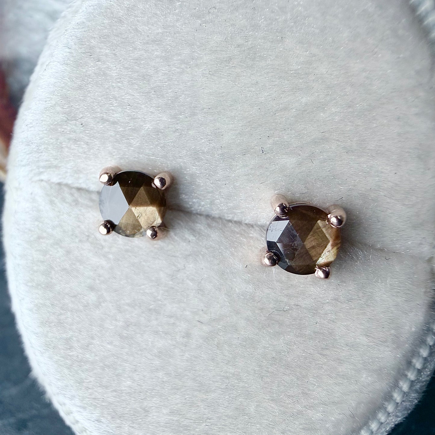 Bronze Sapphire Stud Earrings | 14k Rose Gold