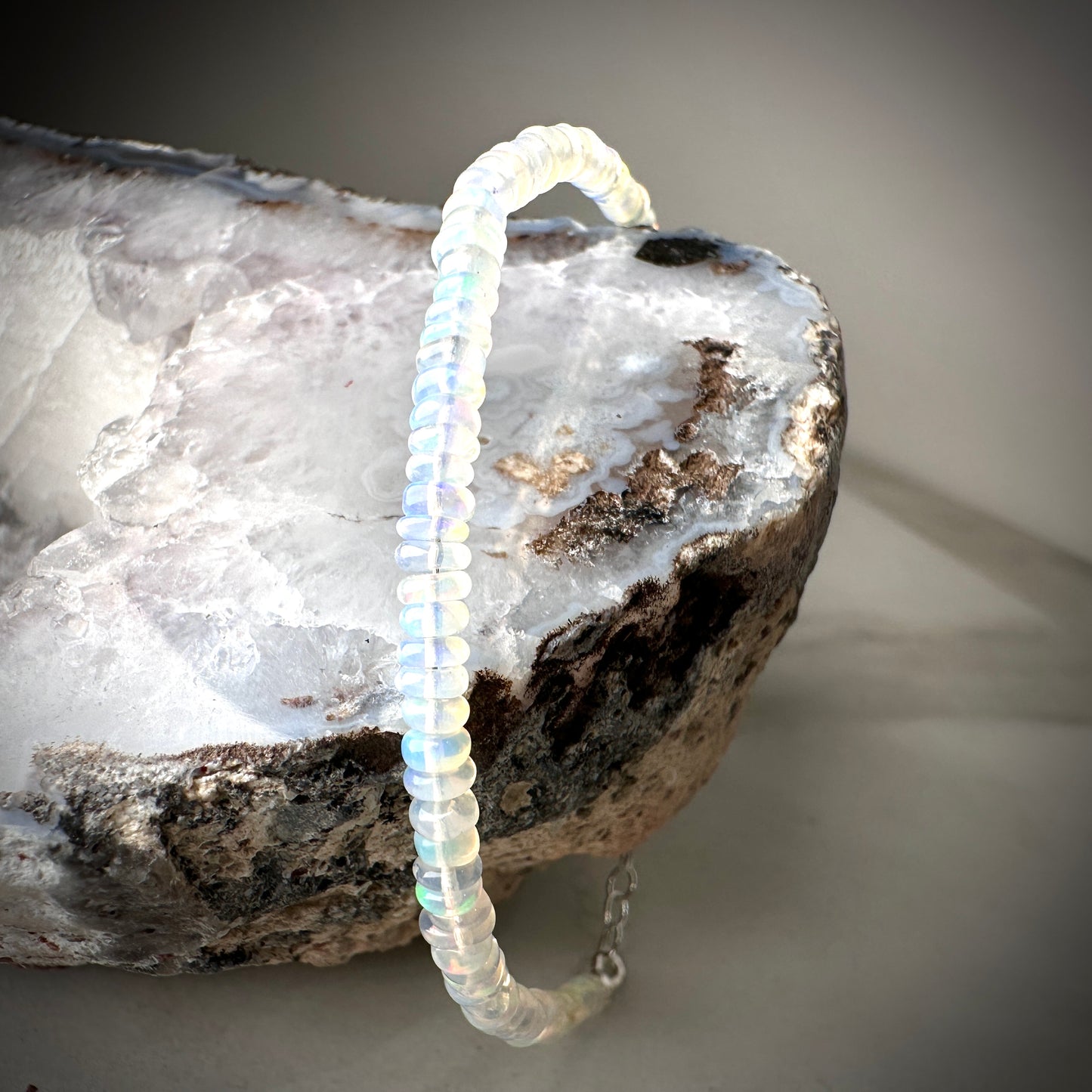 Ethiopian White Opal Bracelet | Sterling Silver